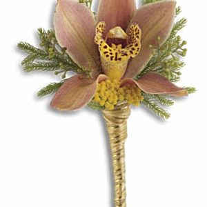 TELE-Sunset Orchid Boutonniere